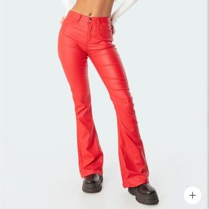 Brand New red leather bootcut/flare pants from Edikted with tags size large